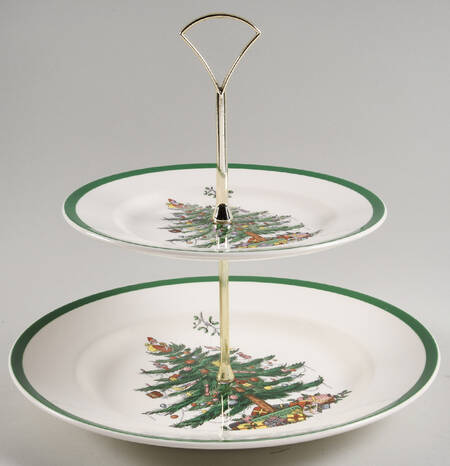 Christmas Tree 2 Tiered Serving Tray (Dinner & Salad Plate)