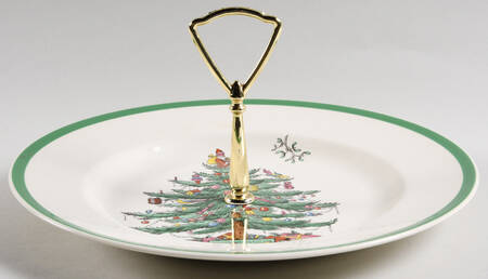 Christmas Tree Round Serving Plate with Handle (DP)