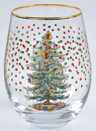 Christmas Tree Glassware Stemless Wine