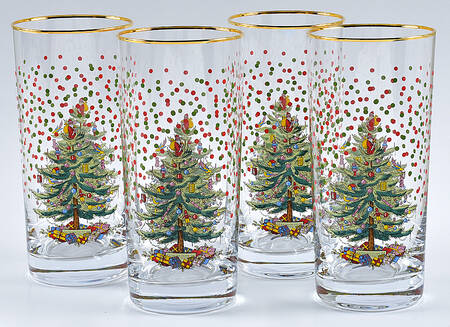 Christmas Tree 15 Oz Glassware Highball - Set of 4