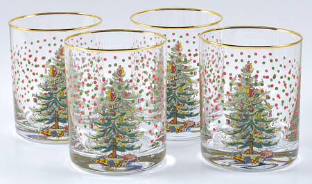 Christmas Tree Glassware Double Old Fashioned - Set of 4