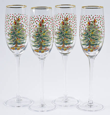 Christmas Tree Glassware Champagne Flute - Set of 4