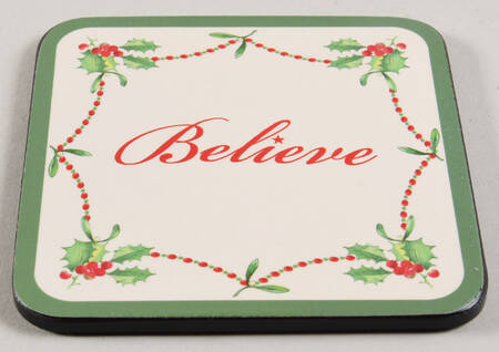 Christmas Tree Square Corkback Coaster