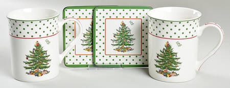 Christmas Tree Set of 2 Mugs & 2 Square Coasters (MUGM33 + CSCS14)