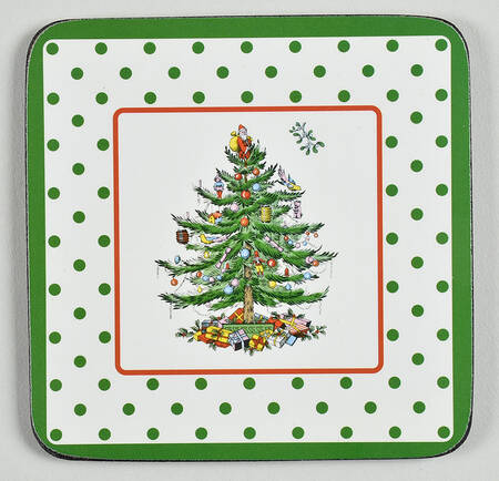 Christmas Tree Square Corkback Coaster