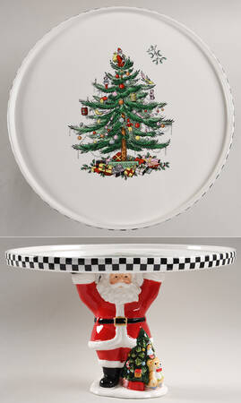 Christmas Tree 11" Diameter Figural Pedestal Cake Stand
