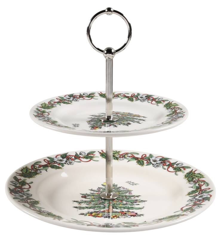 Christmas Tree 2 Tiered Serving Tray (Dinner & Salad Plate)
