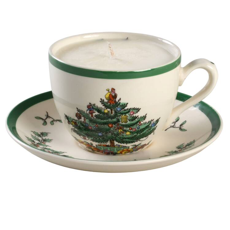 Christmas Tree Scented Cup & Saucer Candle-Lavender  HC