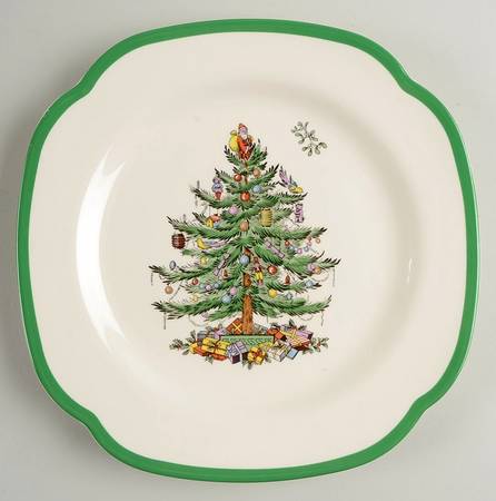Christmas Tree Square Luncheon Plate