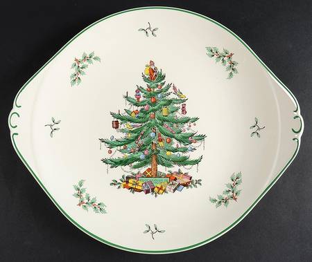 Christmas Tree Handled Cake Plate