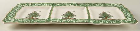 Christmas Tree 3-Part Rectangular Divided Server