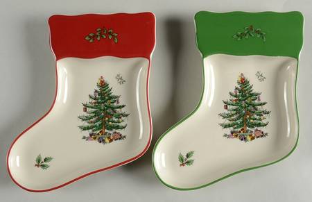 Christmas Tree (Set of 2 Motif) 7" Stocking Dish
