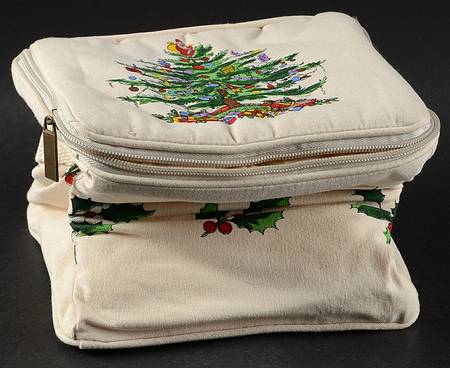 Christmas Tree Bread & Butter Plate Storage Bag/Case Holds 8