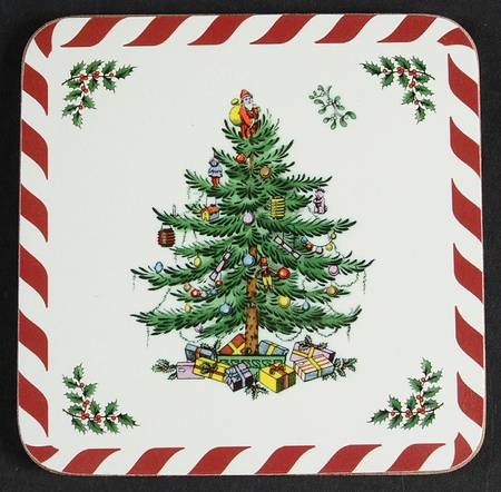 Christmas Tree Square Corkback Coaster