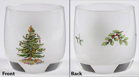 Christmas Tree Frosted Glassware Double Old Fashioned