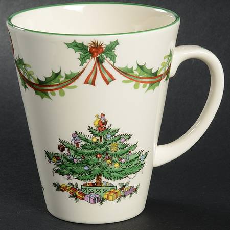 Christmas Tree Mug with 65th Anniversary Backstamp