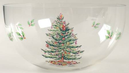 Christmas Tree 10" Round Glass Bowl
