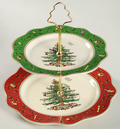 Christmas Tree 2 Tiered Serving Tray (Dinner & Salad Plate)