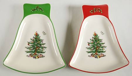 Christmas Tree 7" Bell Shape Dish - Set of 2 Motifs