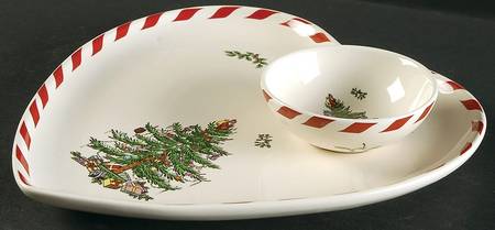 Christmas Tree Heart Shaped Chip & Dip Set