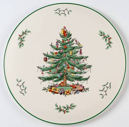 Christmas Tree Flat Cake Plate/Cheese Plate