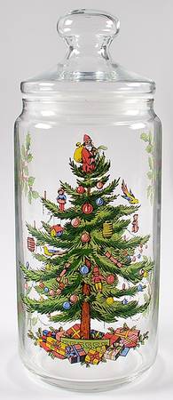Christmas Tree Large Glassware Storage Jar & Lid