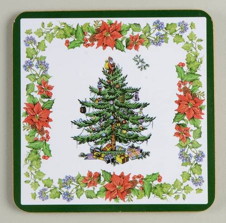 Christmas Tree Square Corkback Coaster