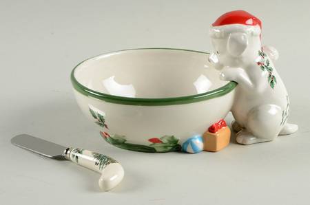 Christmas Tree Figural Dip Bowl & Spreader Set