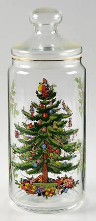 Christmas Tree Large Glassware Storage Jar & Lid