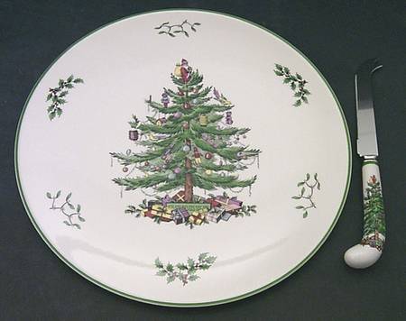 Christmas Tree Cheese Plate & Knife Set