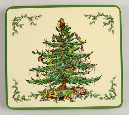 Christmas Tree Rectangular Cork Back Trivet