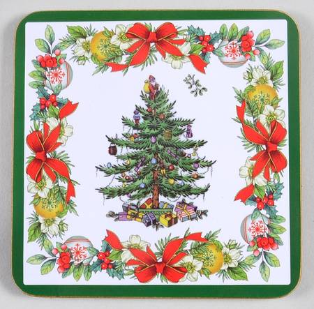 Christmas Tree Square Corkback Coaster
