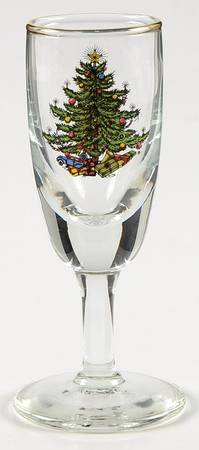 Christmas Tree (Narrow Green Band) 1 Oz Glassware Cordial
