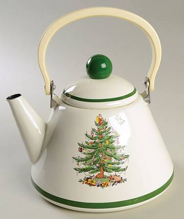 Christmas Tree Metal Kettle & Lid