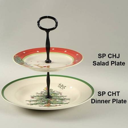 Christmas Tree Mixed/Match 2 Tier Serving Tray