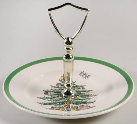 Christmas Tree Round Serving Plate with Handle (BBr)