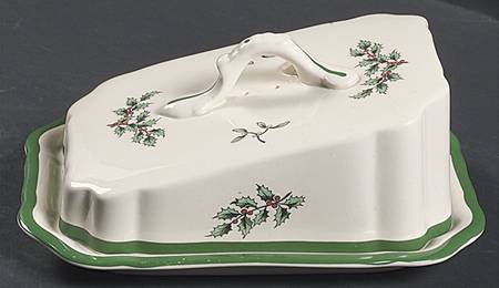Christmas Tree Cheese Dish with Lid (Wedge)