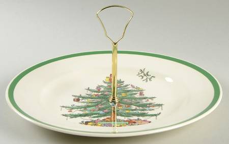 Christmas Tree Round Serving Plate with Handle (DP)