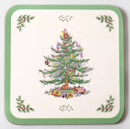 Christmas Tree Square Corkback Coaster