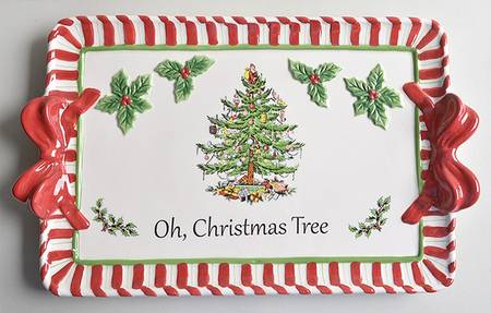 Christmas Tree 15" Rectangular Peppermint Tray