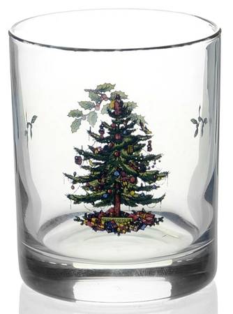 Christmas Tree Wax Filled Candle Glass