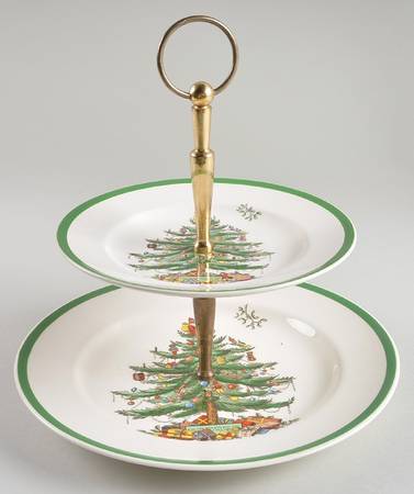 Christmas Tree 2 Tiered Serving Tray (Dinner & Salad Plate)