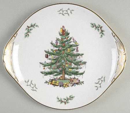 Christmas Tree Handled Cake Plate