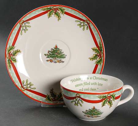 Christmas Tree 2009 Annual Flat Cup & Saucer Set