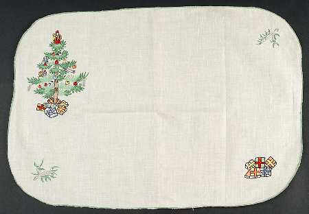 Christmas Tree Embroidered Cloth Placemat