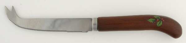 Christmas Tree Cheese Knife-Stainless Blade W/Wood Handle