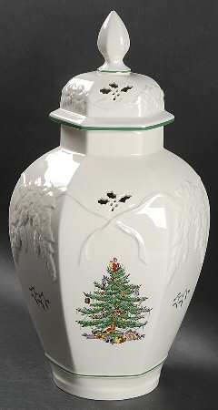 Christmas Tree Hexagonal Vase with Lid