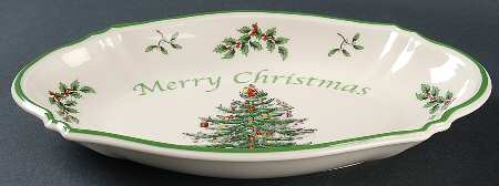 Christmas Tree 11" Oval Merry Christmas Tray