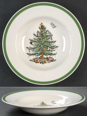 Christmas Tree Large Rim Soup Bowl
