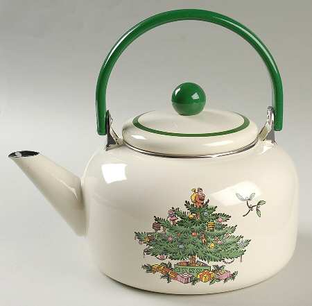 Christmas Tree Metal Kettle & Lid